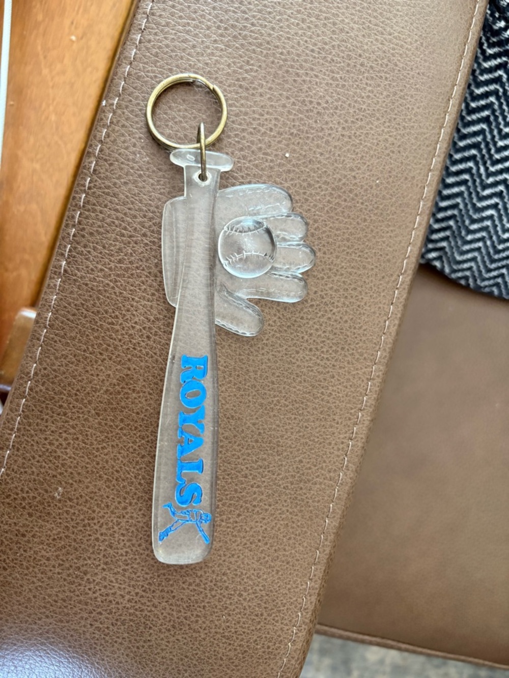 Clear Acrylic Baseball Glove & Bat Keychain with ROYALS Logo